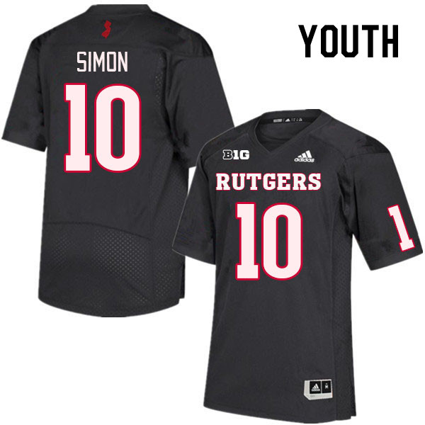 Youth #10 Evan Simon Rutgers Scarlet Knights College Football Jerseys Stitched Sale-Black